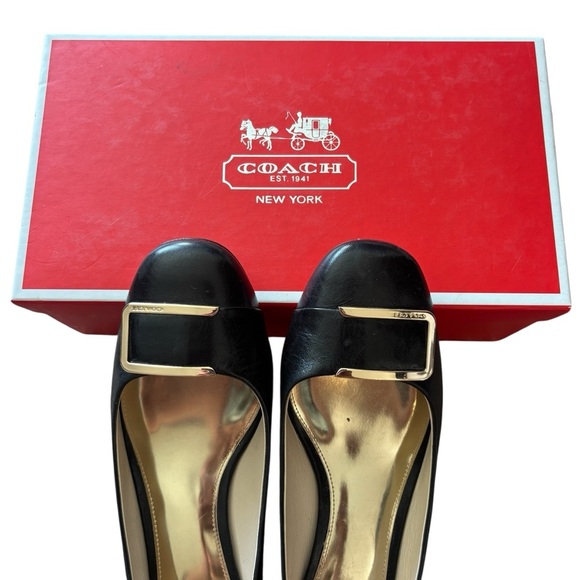 Coach Heeled Shoes Women’s Size 7.5 Isla Black Leather Slip On - Picture 2 of 9